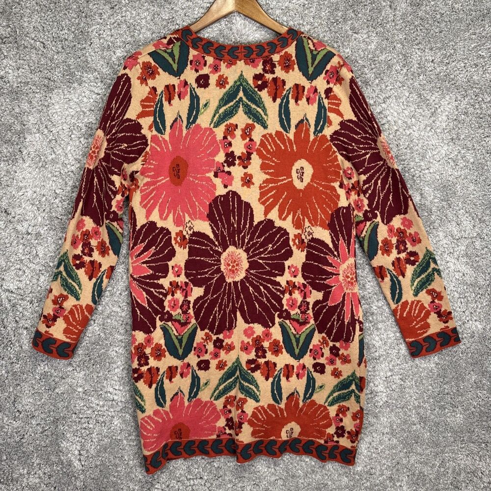 Soft Surroundings Floral Knit Long Line Cardigan Sweater Large Colorful Boho - Picture 10 of 15
